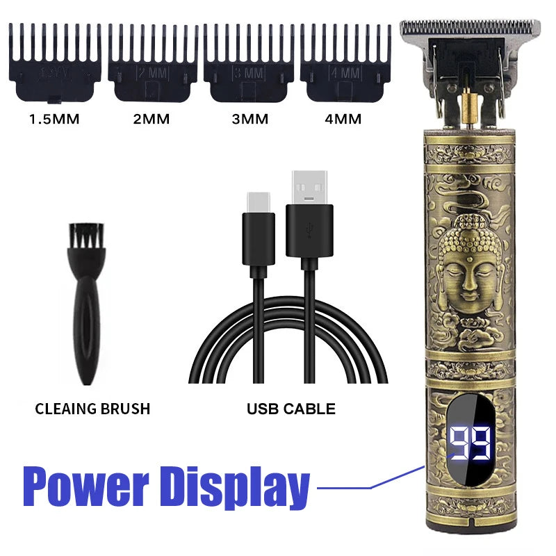 Portable Hair Cutting Machine T9 Vintage Trimmer USB Shaver 067-Buddha