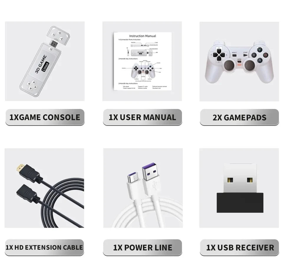 BOYHOM Y6 2.4G Wireless Retro TV Game Stick 4K HD Portable Family Console Multiplayer Support 64GB 128GB AIGAME 905X2