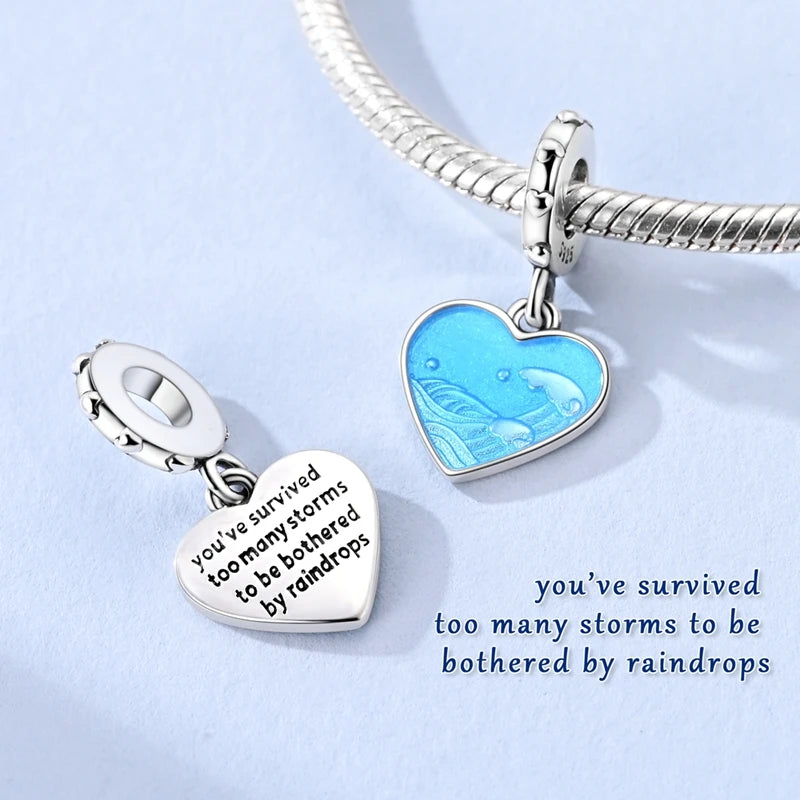 925 Sterling Silver Heart Family Charm Bead With Zircon