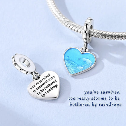 925 Sterling Silver Heart Family Charm Bead With Zircon