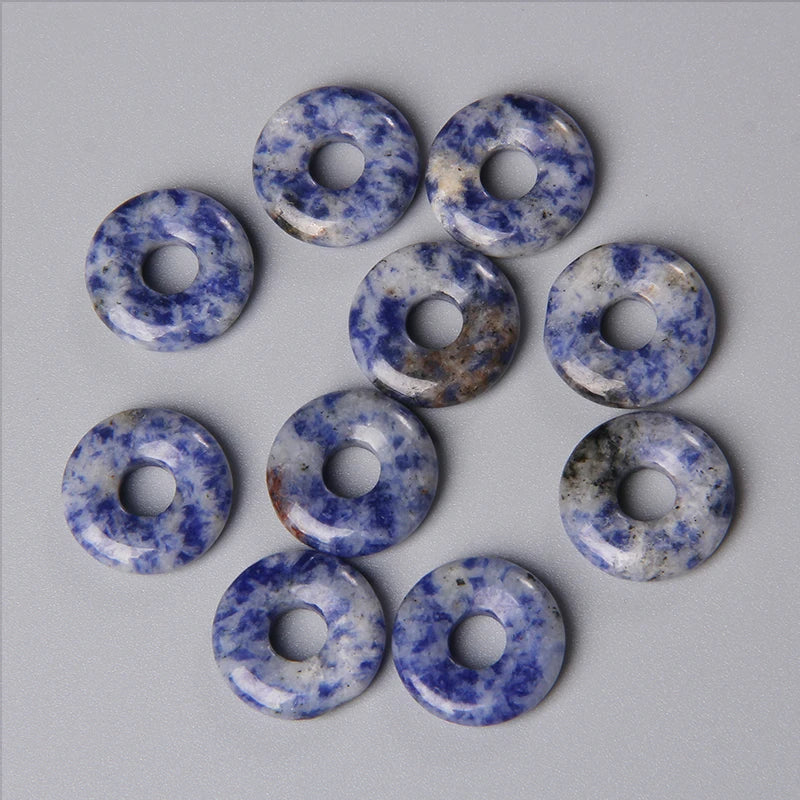 Elegant Labradorite Jade Agate Donut Beads Set for Jewelry Crafting 18mm 5pcs