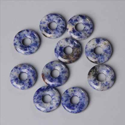 Elegant Labradorite Jade Agate Donut Beads Set for Jewelry Crafting 18mm 5pcs