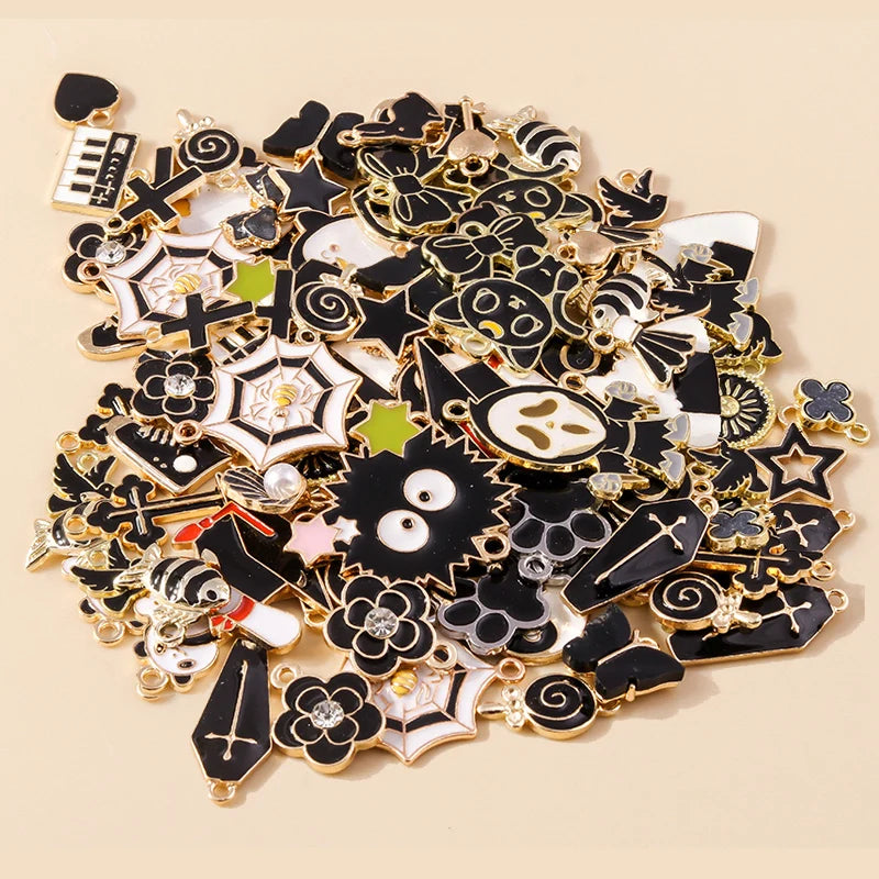 10 Pieces Mixed Cute Animal Charms Enamel Butterfly Cow Snail Cat Rabbit Deer Pendants for DIY Jewelry Making