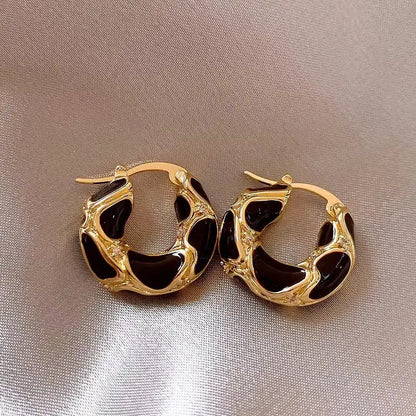 New Trendy Enamel Blue Metal Small Hoop Earrings for Women e1610hei