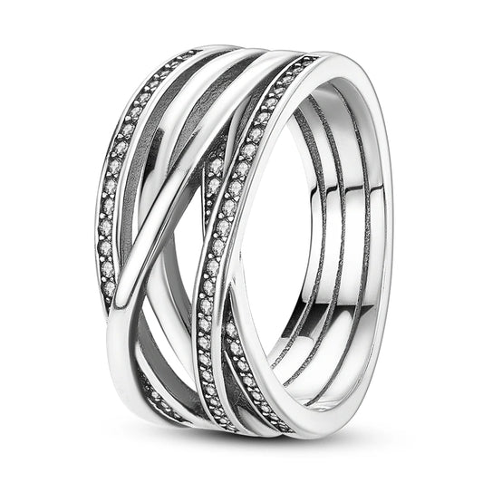 Silver Plated Luxury Stackable Ring with Real Infinite Flower Daisy Design for Women's Engagement and Wedding Celebrations APTR017