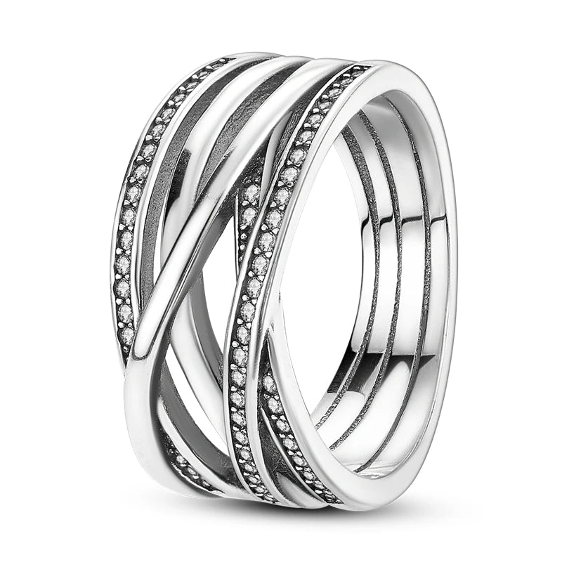 Silver Plated Luxury Stackable Ring with Real Zircon Flower Design for Women's Engagement and Wedding Parties APTR002