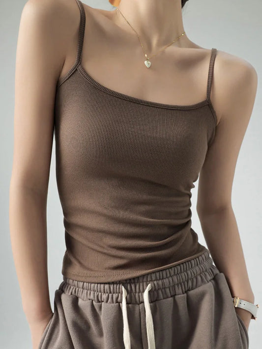 Womens Summer Slim Stretch Spaghetti Strap Tank Top