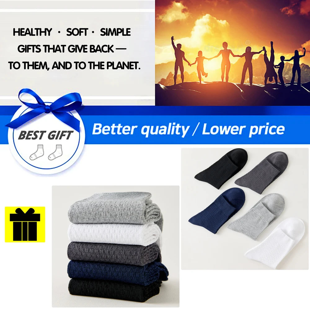 Antibacterial Bamboo Mens Socks Mid Crew Seamless Comfort