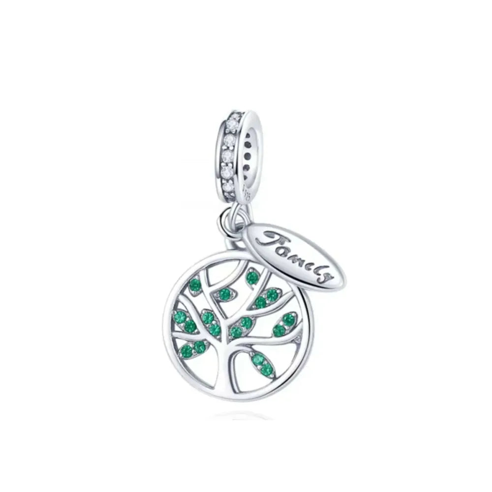925 Sterling Silver Green Clover Pendant for European Bracelet Charms Women Jewelry B4923