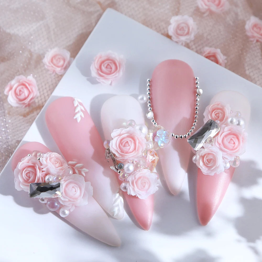 Rose Mixed Pearl Resin Art Decorations for 3D Charm Jewelry Making and DIY Nail Crafts