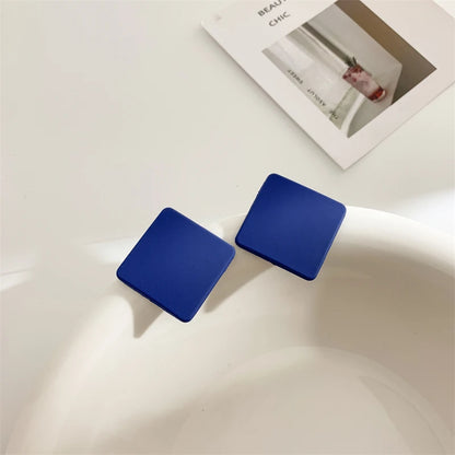 S925 Colorful Square Earrings Frosted Geometric Candy Design Acrylic Fashion Jewelry for Women