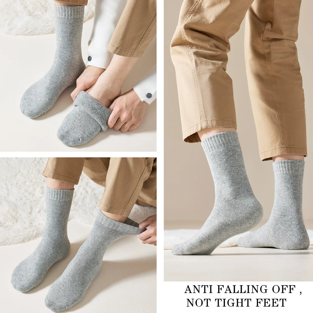 Thick Merino Wool Men Winter Crew Socks Warm Thermal