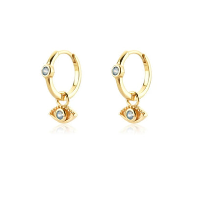 Elegant Water Lake Blue Zircon Hoop Earrings for Women Minimalist Circle Dangle Jewelry Accessories