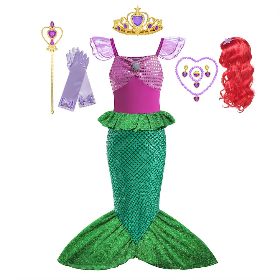 New Girl Dresses Princess Mermaid Cosplay Costume For Girls Dress Sets 03