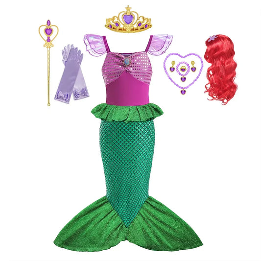 New Girl Dresses Princess Mermaid Cosplay Costume For Girls Dress Sets 03