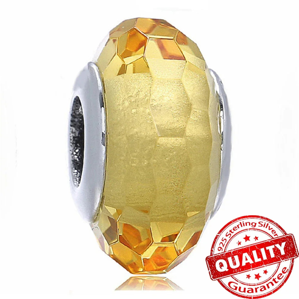 Colorful Flower Murano Glass Charm 925 Sterling Silver Top Rated DIY Jewelry for Bracelets and Necklaces LLZ017-YE