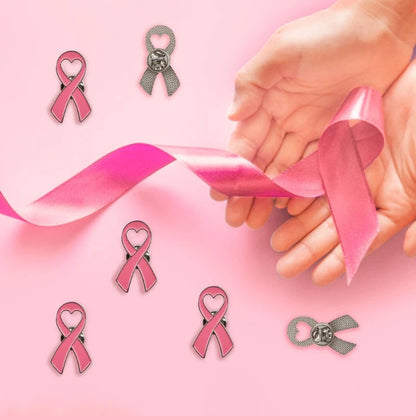 Elegant Pink Ribbon Breast Cancer Awareness Pins Set for Women and Girls - Decorative Brooch Badge Collection