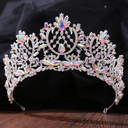 Baroque Crystal Rhinestone Tiara - Vintage Bridal Crown for Weddings & Prom Silver Purple