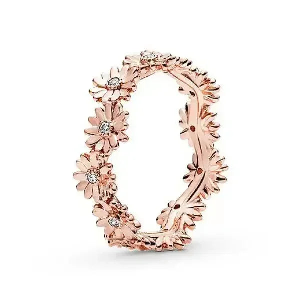 Elegant 925 Sterling Silver Rose Gold Zircon Crown Ring for Women clear