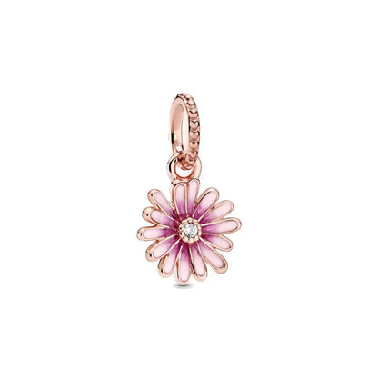Original 925 Sterling Silver Pink Flower Balloon and Coffee Cup Charms Beads for DIY Women’s Bracelet Jewelry Gift