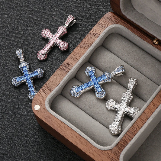 Colorful Rhinestone Alloy Cross Pendant Connectors for Handmade Earrings and DIY Jewelry