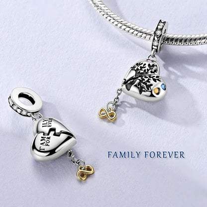 Sterling Silver Cat and Flower Heart Charm for DIY Bracelet Jewelry KTC1514