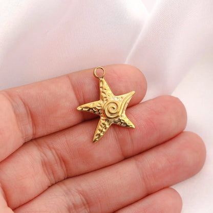 3PCS Stainless Steel Charms Ocean Series Starfish Pendant
