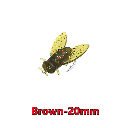 New 50-10PCS Mini Bionic Fly Fishing Bait For Salmon Trout Brown-20mm 10PCS