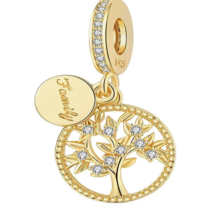 925 Sterling Silver Colorful Heart Clover Rose Star Butterfly Bird Zircon Bead Charms for DIY Bracelet and Necklace Gifts for Women