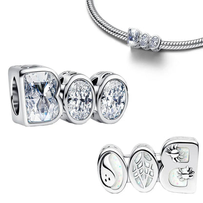 925 Sterling Silver Golden Geometry Charm Set with Heart Star Zircon Beads for DIY Womens Jewelry Gift