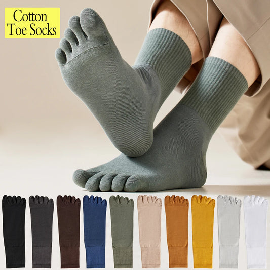Men Cotton Toe Socks Moisture Wicking Odor Control