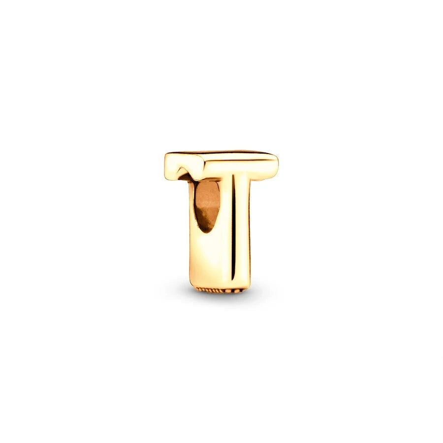 Gold Plated A To Z Alphabet Charm Beads For 925 Bracelet