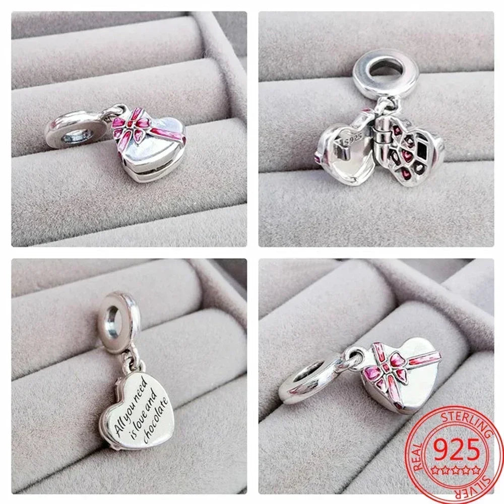 Sterling Silver Purple Murano Pansy Flower Dangle Charm for Women Bracelet and Necklace Jewelry Gift