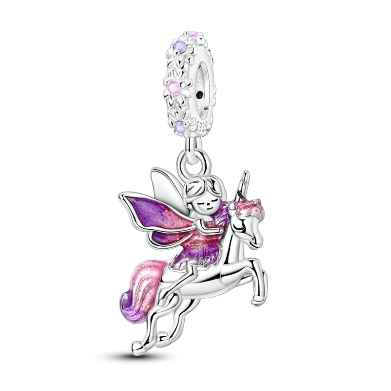 925 Sterling Silver Love Starry Sky Cat Paw Charms Beads