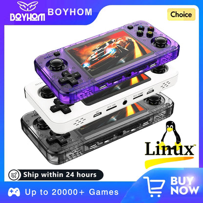 Open Source R36S R36H R36S Max Handheld Game Console Linux 3.5 Inch IPS Screen Orange Portable Pocket Player 64GB Preloaded 15000 Games
