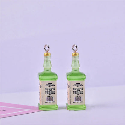 Vibrant Resin 3D Wine Bottle Charms Set for DIY Jewelry and Crafts