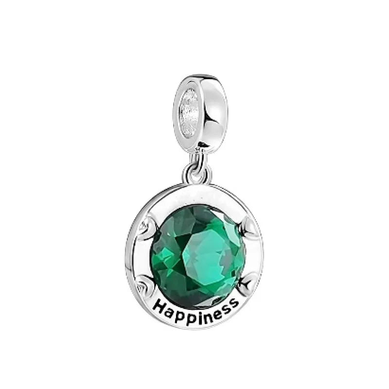 925 Sterling Silver Green Clover Pendant for European Bracelet Charms Women Jewelry B4067