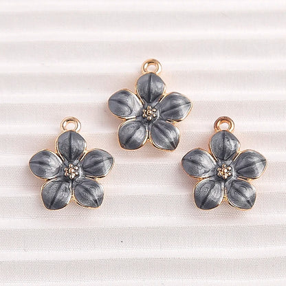 Charming Enamel Flower Pendants Set for DIY Jewelry Making 10pcs