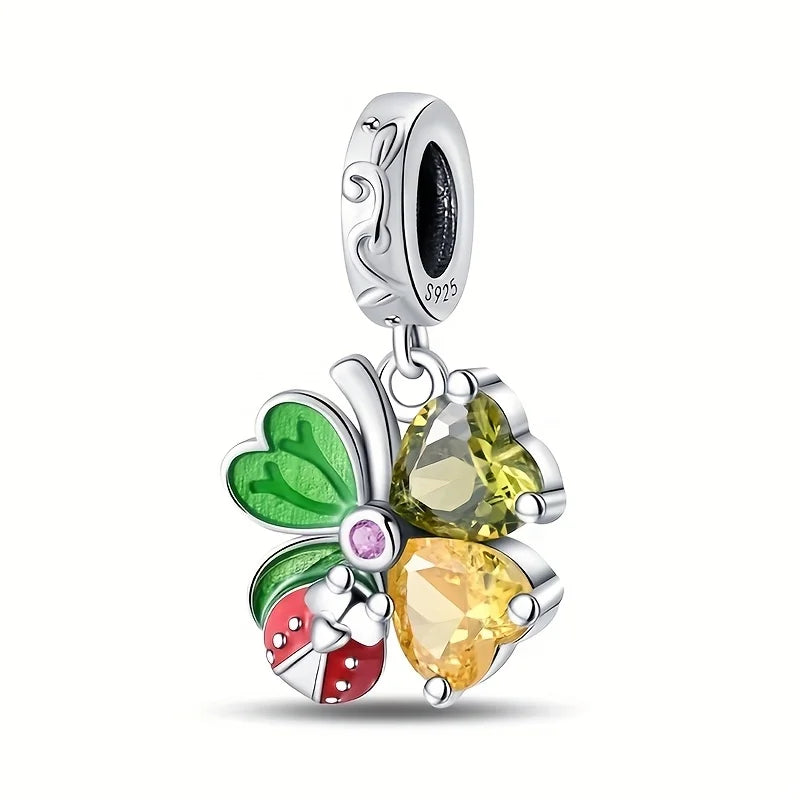 Green Monstera Leaf Charm 925 Sterling Silver Dangle Bracelet Jewelry for Women PAC958