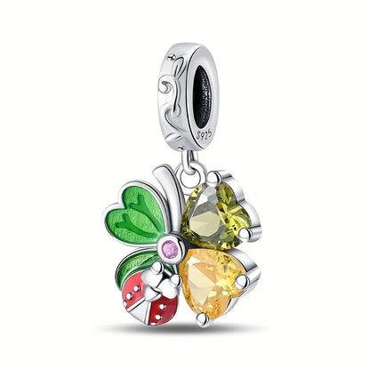 Green Monstera Leaf Charm 925 Sterling Silver Dangle Bracelet Jewelry for Women PAC958