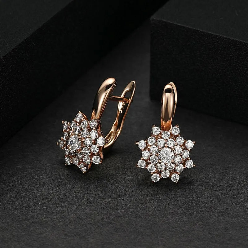 Dckazz Rose Gold Crystal Pendant Intertwined Drop Earrings for Women Christmas Gift