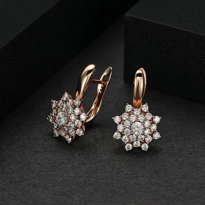 Dckazz Rose Gold Crystal Pendant Intertwined Drop Earrings for Women Christmas Gift