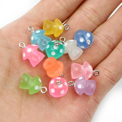 Whimsical Cartoon Mushroom Charms Set for Women and Girls - 10PCS Handmade Resin Gifts