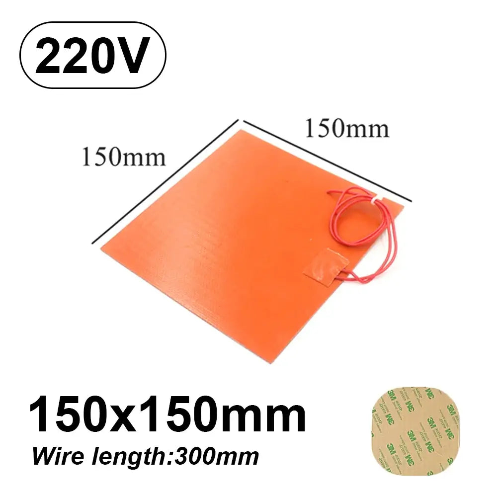 12V 220V Silicone Rubber Heating Pad Flexible Waterproof Heater 150x150mm-220v
