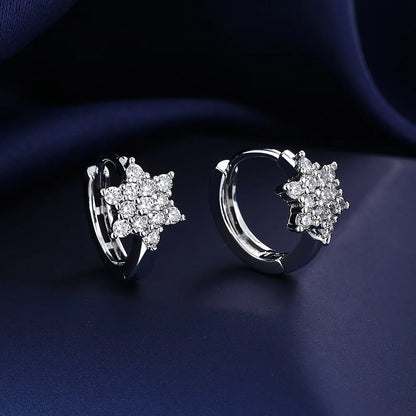 Sterling Silver CZ Crystal Plant Stud Earrings for Women and Teens