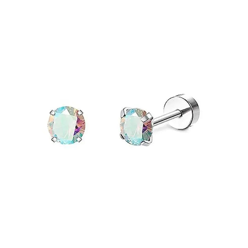 2PCS Set Stainless Steel Heart Moon Stud Earrings for Women Trendy Ear Tragus Cartilage Body Piercing