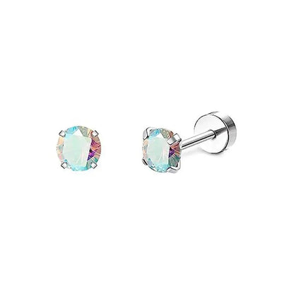 2PCS Set Stainless Steel Heart Moon Stud Earrings for Women Trendy Ear Tragus Cartilage Body Piercing