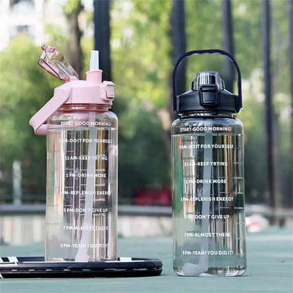 2L Leak Proof Travel Water Bottle With Time Marker Non Slip