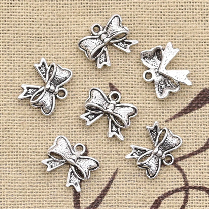 Antique Bronze Silver Bowknot Charms for DIY Jewelry Necklace Making