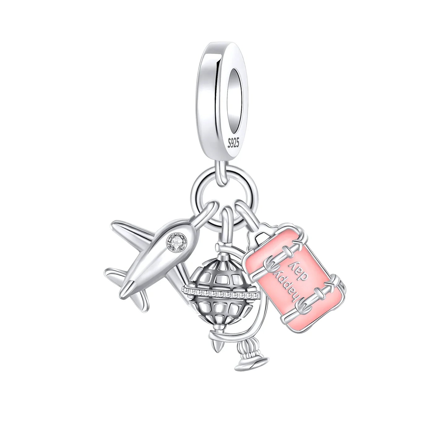 Original 925 Sterling Silver Blue Zircon Space Charms Aircraft Planet Astronaut Beads for DIY Necklace and Bracelet Jewelry Gift